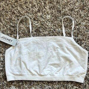 Jockey White Seamless Crop Bralette with Thin Straps
